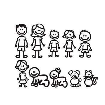 

Auto DIY Self Adhesive Family Figure Decals Die Cut Vinyl Sticker Bumper Car Window Slap Family Fun Dog Cat Baby Kids Decal