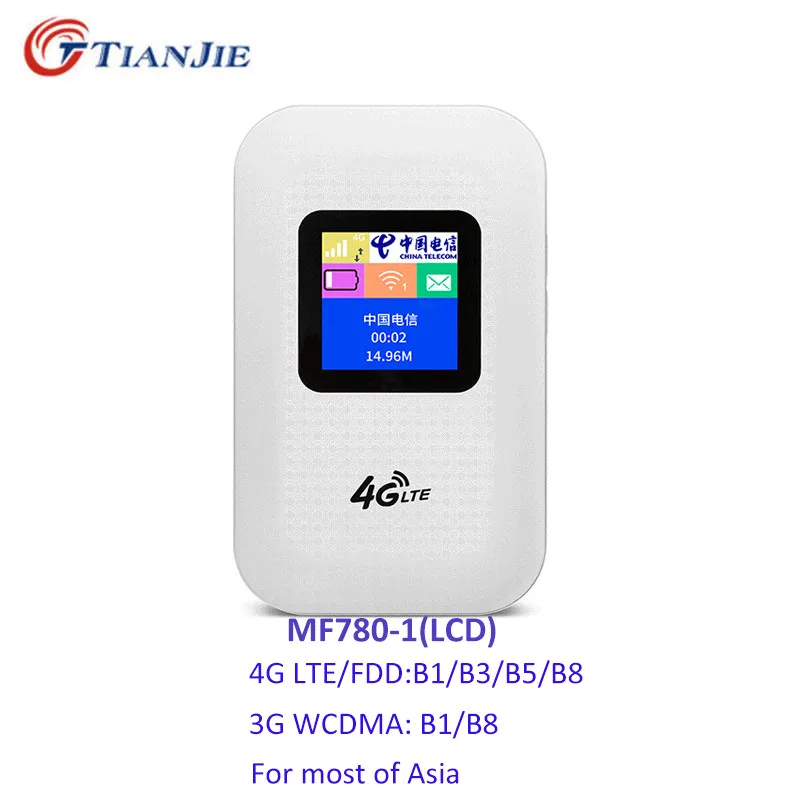 MF780-1(LCD) TIANJIE разблокированный мини/беспроводной/Портативный 3G/4G Карманный Wifi роутер мобильный WiFi точка доступа LTE 150 Мбит/с WiFi роутер со слотом для sim-карты - Цвет: MF780-1(LCD)