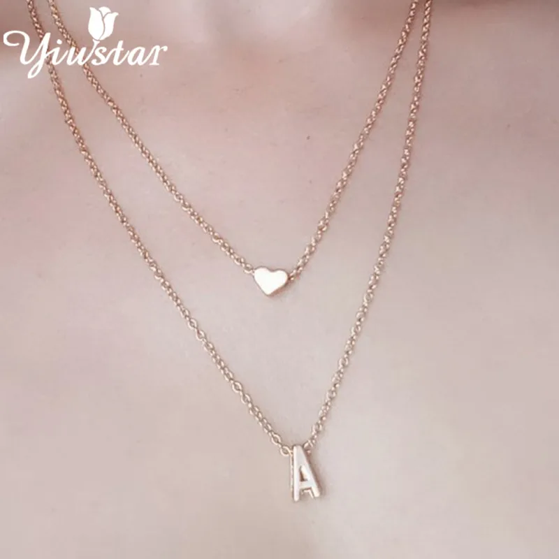 Yiustar Tiny Heart Initial Choker Dainty Letter Necklace for Women Girls Pendant Jewelry Mother Daughter Necklace