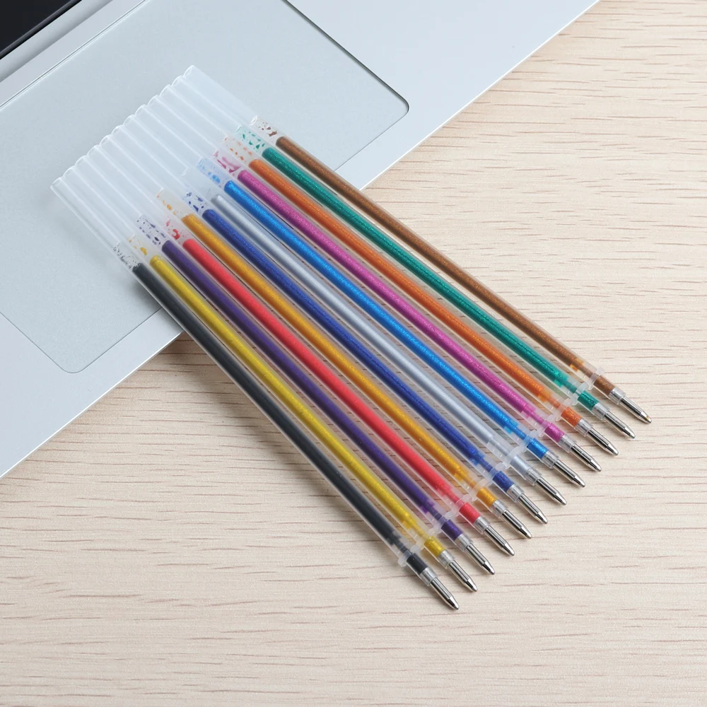 GENKKY 1.0mm Colorful Gel Pen Fluorescent Refills Color Cartridge Flash Pen Smooth Ink Painting Graffiti Pens Student Stationery