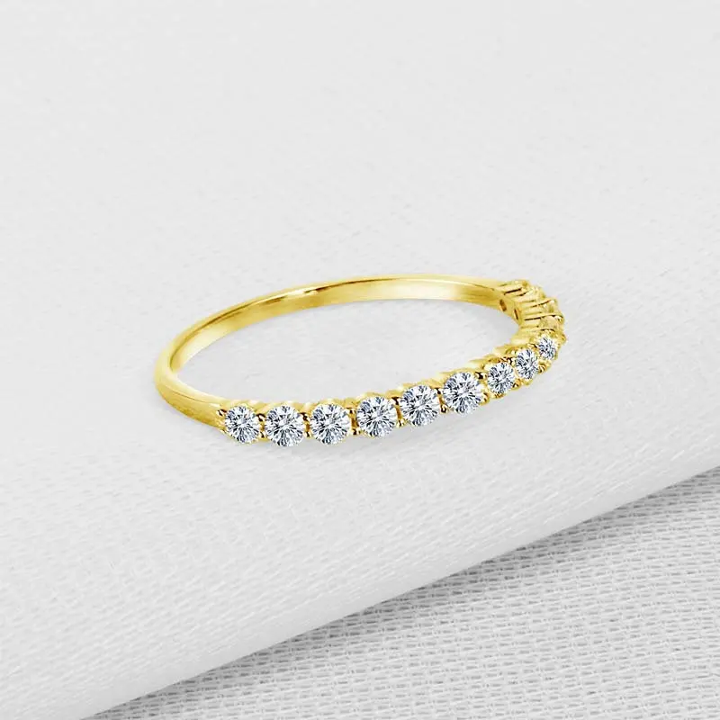 AINUOSHI изысканное 14K однотонное желтое/белое золото половинное кольцо вечности имитация бриллианта Anillo Женское Обручальное подходящее кольцо