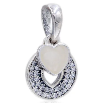 

New 925 Sterling Silver Bead Charm Celebration Hearts With Cubic zirconia Pendant Beads Fit Pandora Bracelet Bangle DIY Jewelry