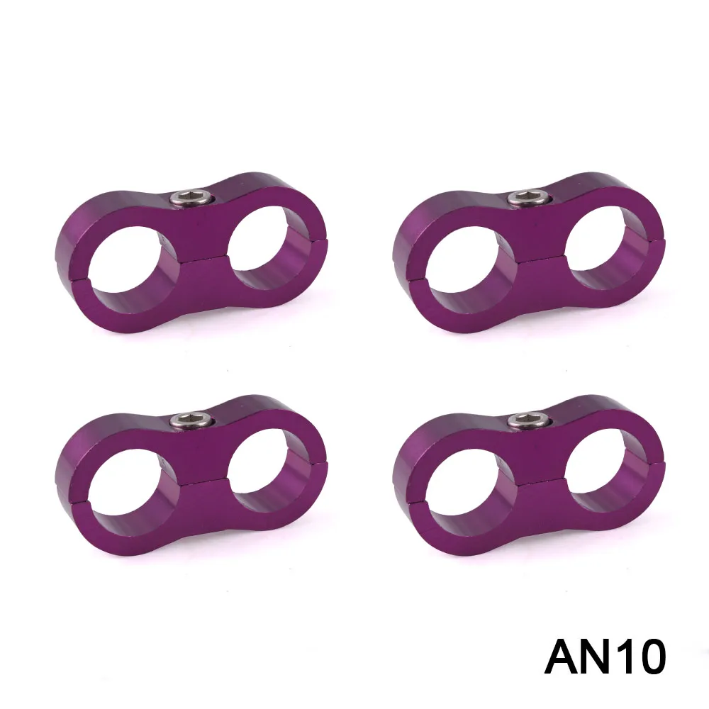 RASTP-4Pcs AN8 AN10 шланг для масляного топлива и воды алюминиевый анодированный плетеный шланг Сепаратор Зажим фитинг адаптер автомобильные аксессуары RS-HR013 - Цвет: purple-AN10