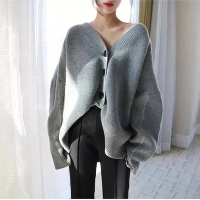 

2019 Autumn Winter Korea Loose Knitting Open Stitch Sexy Batwing Sleeve cashmere Sweater Women Plus Size