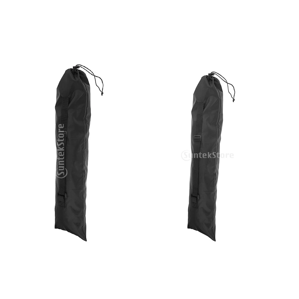 2pcs Hiking Stick Alpenstock Protector Carry Pouch Bag Shoulder Strap Black