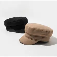 Британский стиль, ретро замшевый Бархатный берет, кепка для женщин и девочек, Классический круглый плоский верх, таксистка, новорожденный, живописный козырек, остроконечная шапочка, темно-синяя