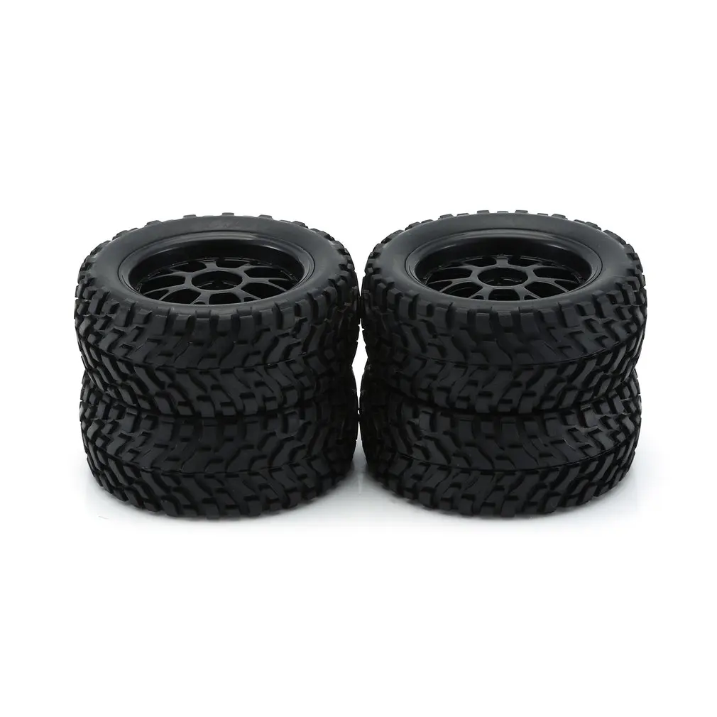 

4Pcs Wheel Tyre Rubber Tire With Plastic Hub for 1/10 Scale RC Short-course Truck Anti-skid Surface Rubber Tire RC Accessory