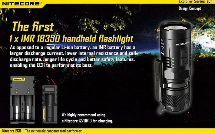 Nitecore EC11 Мини светодиодный фонарик CREE XM-L2 U2 светодиодный 900 люмен фонарик вспышка света от RCR123A батарея для кемпинга