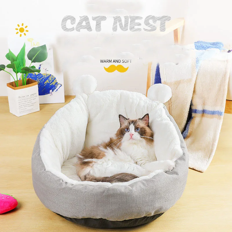 Cat Bed Winter Warm Pet House Soft Cotton Sofa Mats for Cats Dogs Comfortable Cat Sleeping Nest Cushion Puppy Kennel Pets Bed