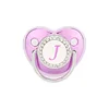 Metallic Purple Pacifier With Cover BPA Free Silicone Pacifier Name Initial Letter Dummy Teether Baby Shower Gifts For Babies 4