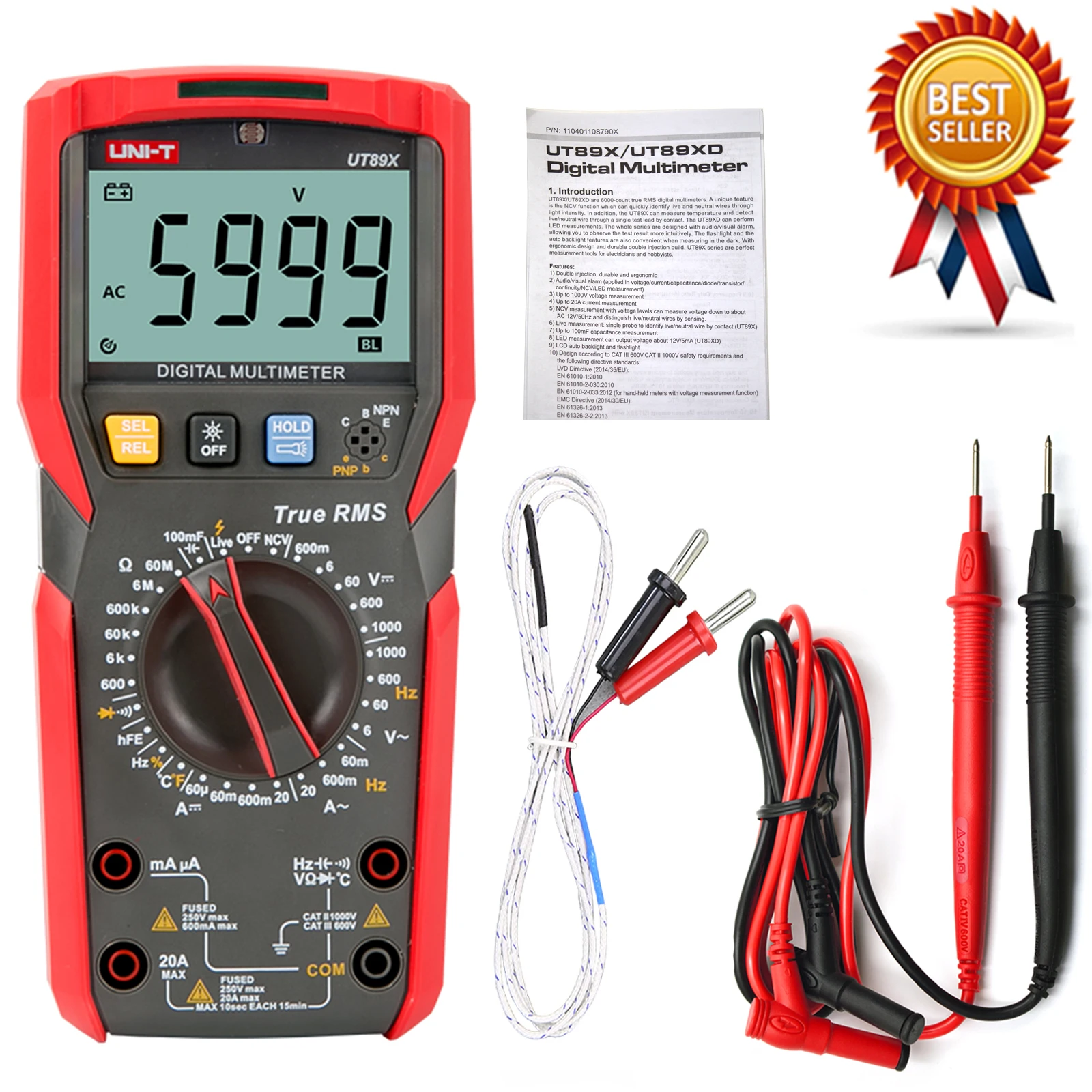 Цифровой мультиметр Φ UT89X/UT89XD True RMS UNI T Вольтметр постоянного/переменного тока