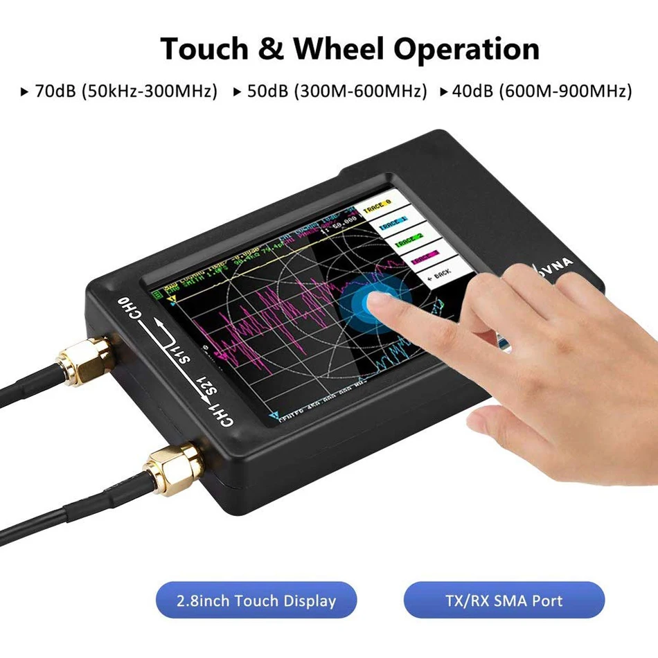 LOKE NanoVNA-H Vector Network Analyzer Kit New Upgraded 50KHz-1.5GHz MF HF VHF UHF Antenna Analyzer,Black