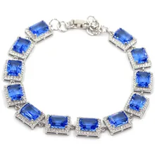 12x10 мм Романтический насыщенный Синий Фиолетовый Танзанит CZ женские вечерние серебряный браслет 7,0-дюйма
