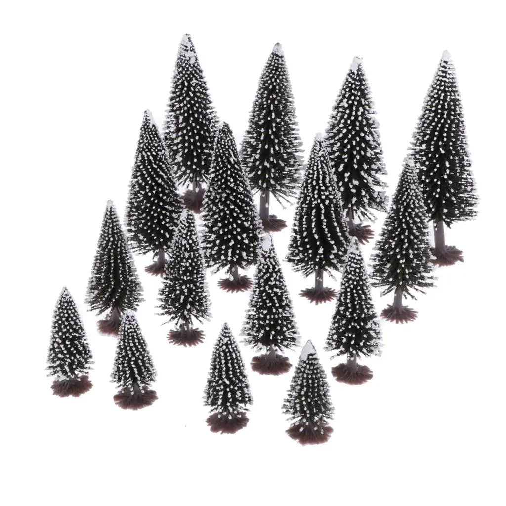 16x Tree Scenery Model Mixed for Model Train Railway Architecture Diorama DIY Scenery Landscap, 6cm/2.36 inch -12cm/4.72 inch