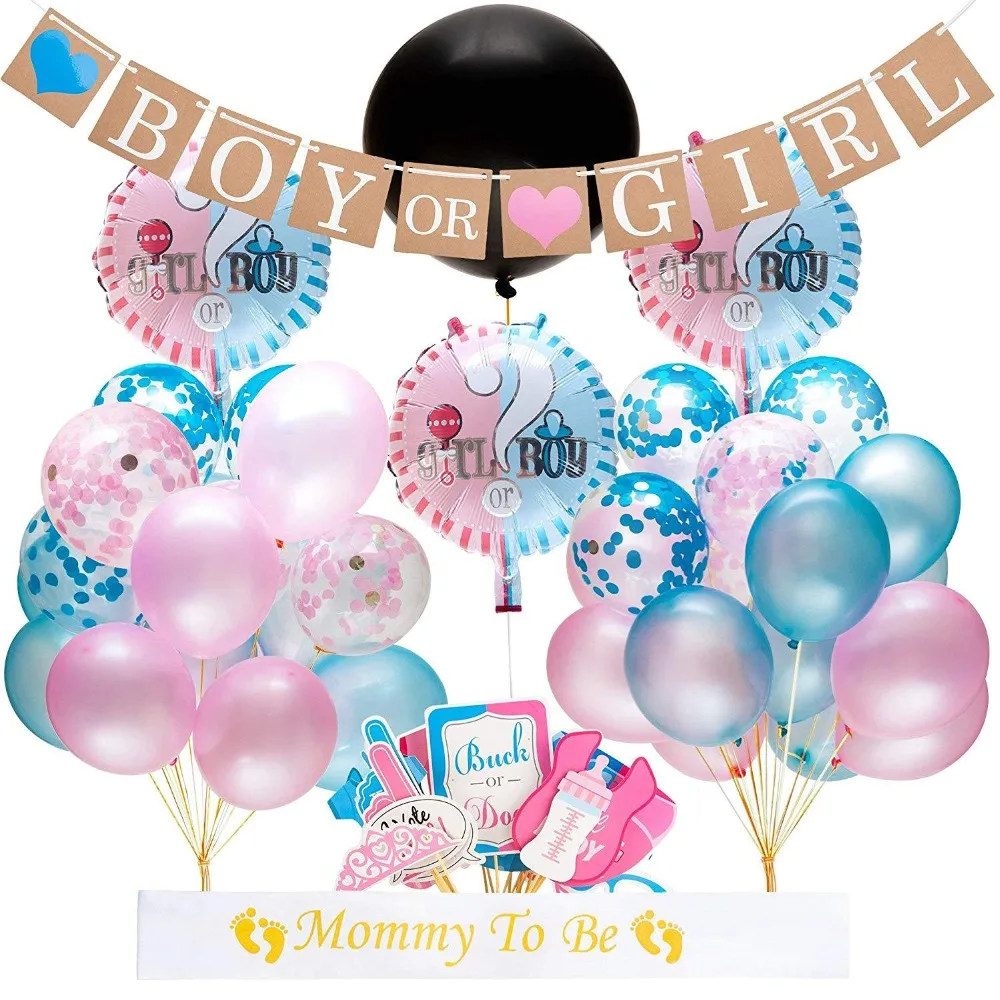

Gender Reveal Tableware Girl or Boy Latex Balloon Baby Shower Confetti Balloons Birthday Party Decorations Kids Favor Supplies