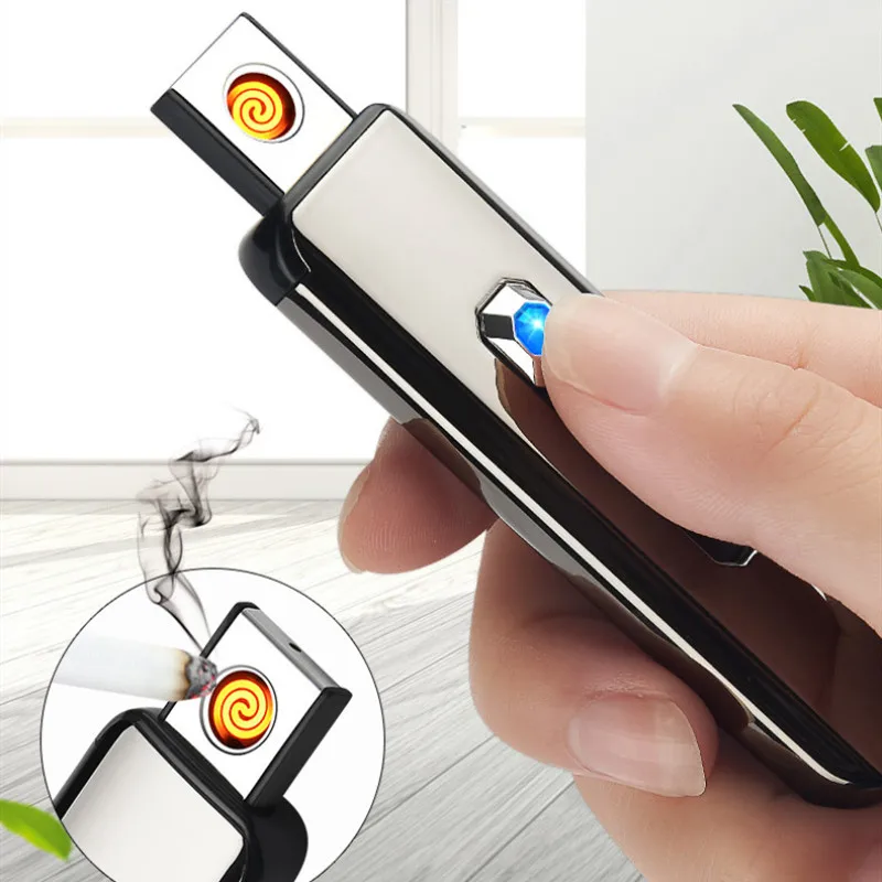 Двухсторонняя зажигалка с USB-кнопкой для зарядки электронная ветрозащитная | Дом