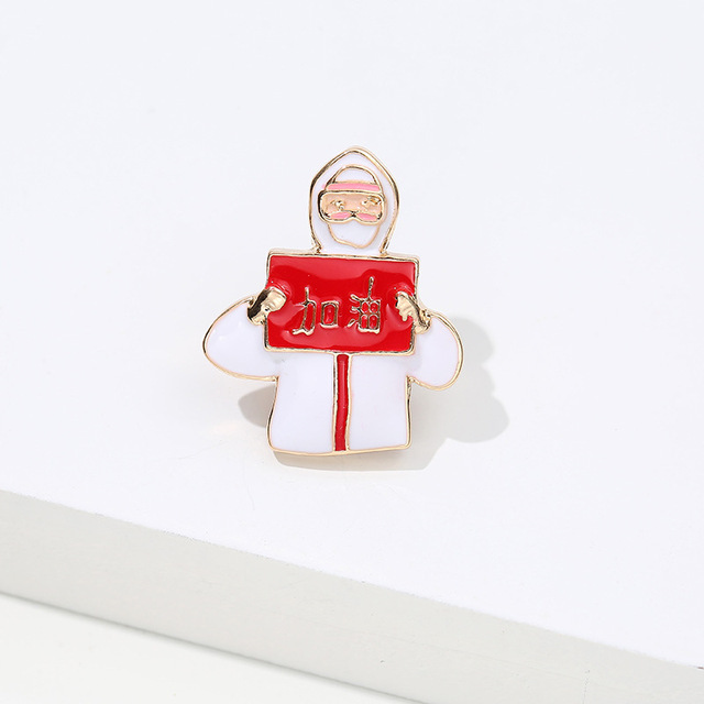 Sale Medical Medicine Brooch Pin Stethoscope Electrocardiogram Heart Shaped Pin Nurse Doctor Backpack Lapel Enamel Jewelry