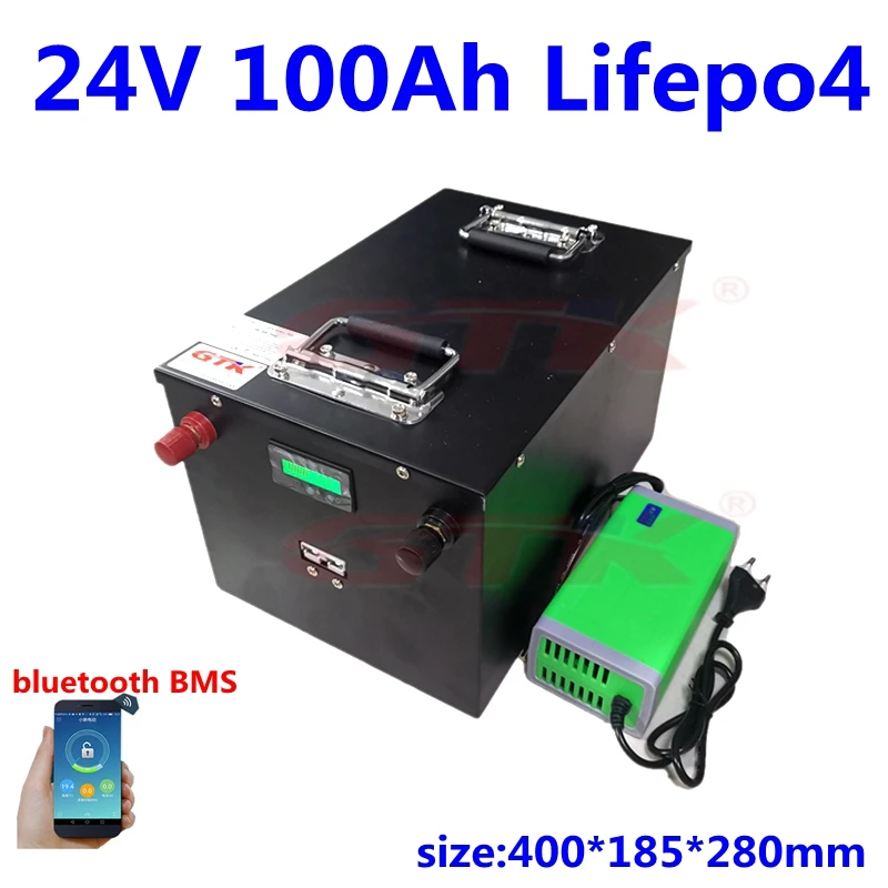 2000 циклов 24В 100ач Lifepo4 литиевый аккумулятор BMS с bluetooth для хранения солнечной
