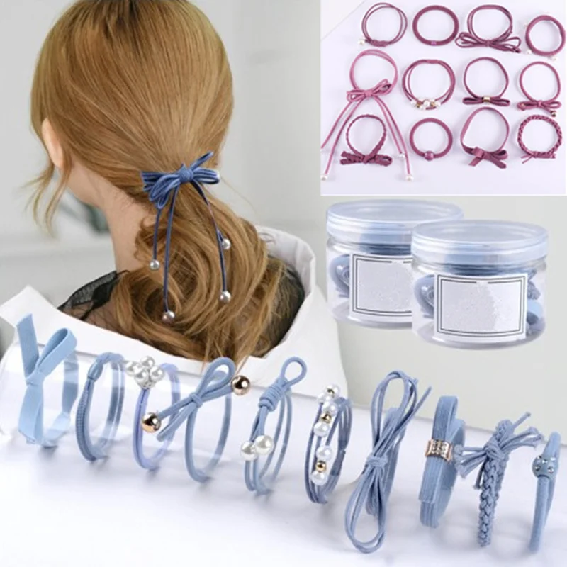 Лента бант-узел веревки для волос Braider очень эластичный однотонный жемчуг волос Галстуки для женщин ободки для девочек хвостик зажим для волос аксессуары