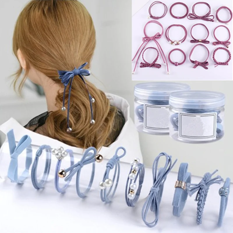 

Ribbon Bow-knot Hair Ropes Braider High Elastic Solid Pearl Hair Ties for Women Girls Hairbands Ponytail Holder Hair Accessories