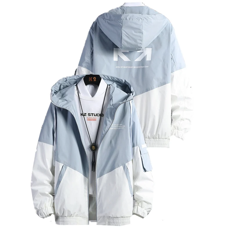 FGKKS Fashion Brand Men Printing Jacket Spring Autumn New Men High Street Hooded Outerwear Trendy Casual Jackets Coat Male