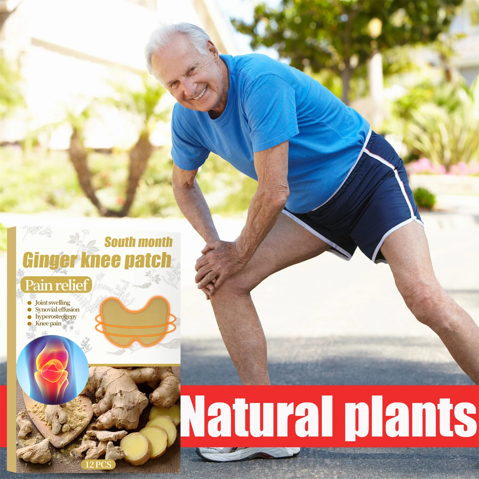 12 Count Ginger Knee Patch Pain Relieving Herbal Paste Soothes Muscle