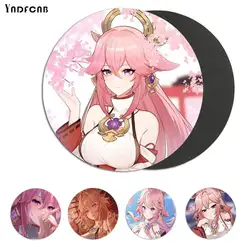 Yae Miko Genshin – tapis de souris antidérapant en caoutchouc, circulaire, pour ordinateur portable et Notebook, 22x22cm 