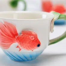 Золотая рыбка чай чашка 3D Лотос эмаль Кофе Кружка Творческий костяной фарфор посуда для напитков китайский кунг фу КОПО
