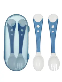 

Children's Twisted Fork Bendable Spoon Set Baby Food Supplement Tableware Learning To Eat Spoon Bendable