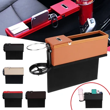 

Driver Side Car Seat Crevice Gap Storage Box for Pocket Organizer Phone Holder PU Leather Universal 5 Color