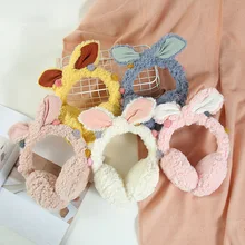 Новые женские милые зимние наушники, теплые плюшевые наушники с кроликом, милые зимние наушники, теплые наушники