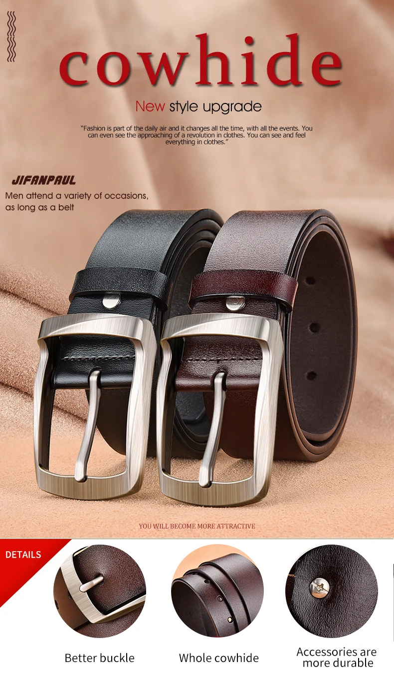 JIFANPAUL men's business retro fashion belt alloy material pin buckle with trend jeans students high quality belt free shipping