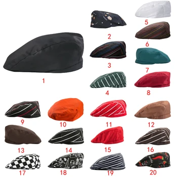 

Chef Work Unisex Adult Printing Chef Hat Beret Party Accessory Black White Squares
