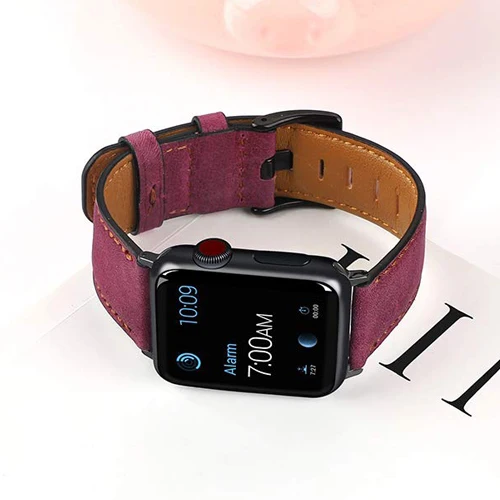 Ретро-стиле, из натуральной кожи, ремешок для наручных часов Apple Watch 4 5 44 мм 40 мм, 42 мм, 38 мм, версия наручных часов iwatch, ремешок Watch series 5/4/3/2/1 браслет аксессуары - Цвет ремешка: Rose red