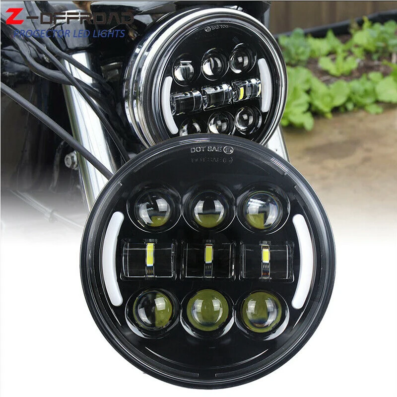 Мотоциклетный головной светильник, 5-3/4 5,75 дюймов 45 Вт светодиодный головной светильник с DRL налобным фонариком, проектор, светильник для вождения Dyna Sportster, индийский
