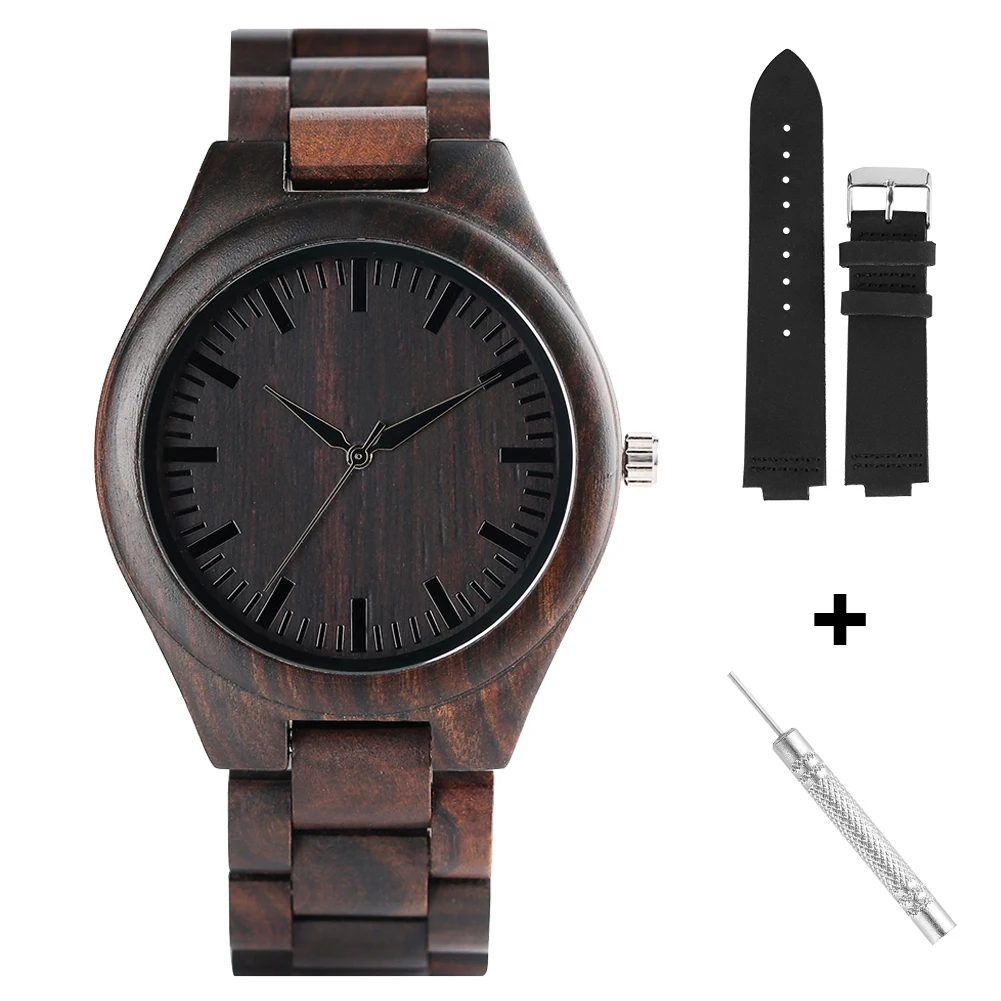 

Classic Full Walnut Watches and Strap Set Vintage Fashion Quartz Wristband 22MM Large Pin Buckle Wooden Watch for Male Female
