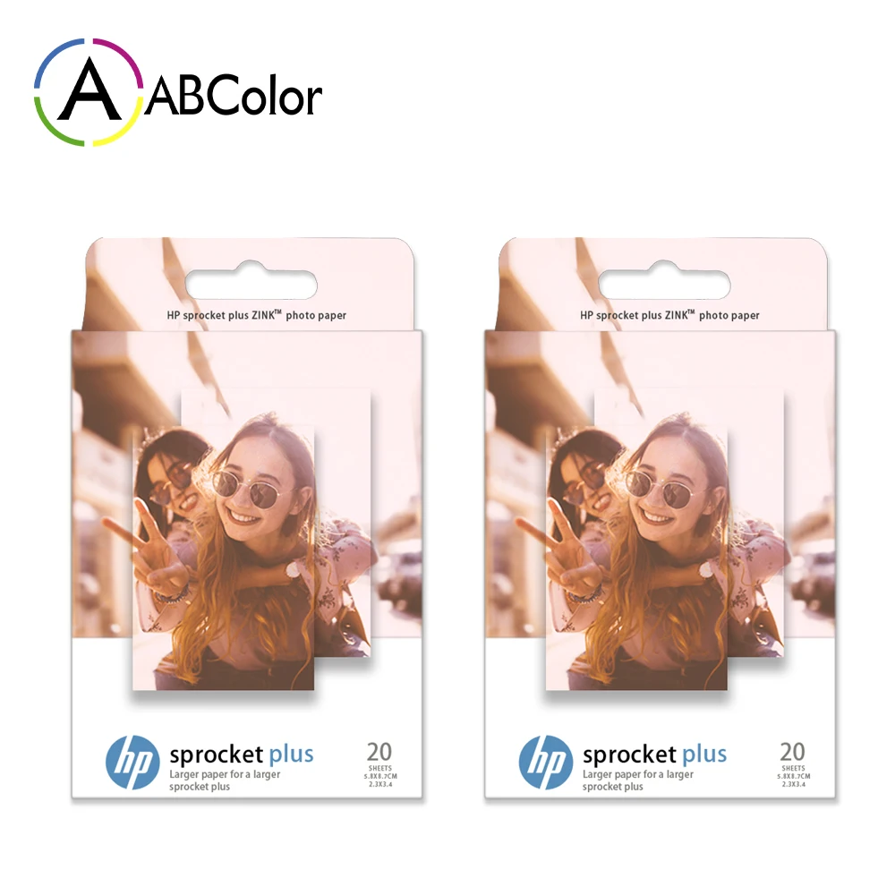 

A ABCOLOR 40 Sheets Photo Paper 2 Boxes for HP Sprocket Plus Photo Printer For HP ZINK Sprocket PLUS Sticky Backed Photo Paper