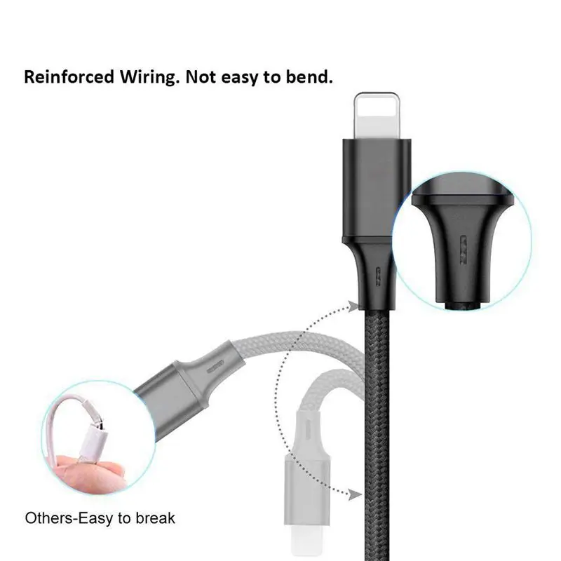 Мульти USB кабель-3 в 1 зарядный кабель нейлоновая оплетка 4 фута(1,2 м) алюминиевый разъем usb зарядный шнур совместим с iPhone, iPad