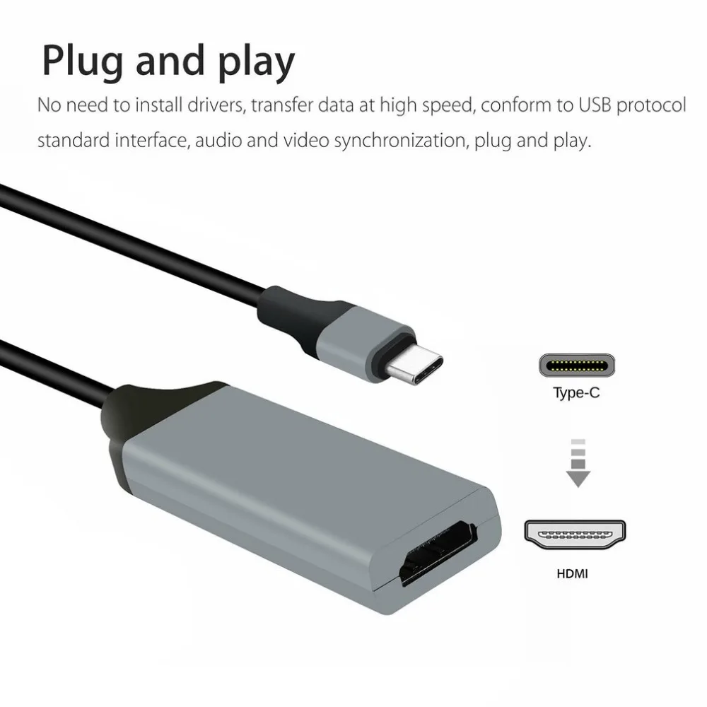 4K Тип C к HDMI Av ТВ кабель адаптер портативный тип C к HDMI кабель адаптер
