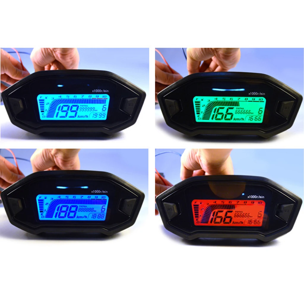 Universal Motorcycle LCD RPM Digital Display Odometer Speedometer Colour Backlight