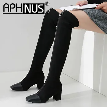 

APHNUS Womens Boots Tall Over The Knee Thigh High Boots Mid High Heels Pumps Woman 2020 Shoes For Women New Boot