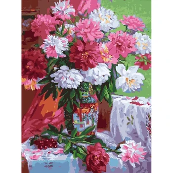 

Full Square Diamond Painting chrysanthemum Embroidery Landscape Handmade 5d Diy Picture Of Rhinestones Home Decor Gift vase