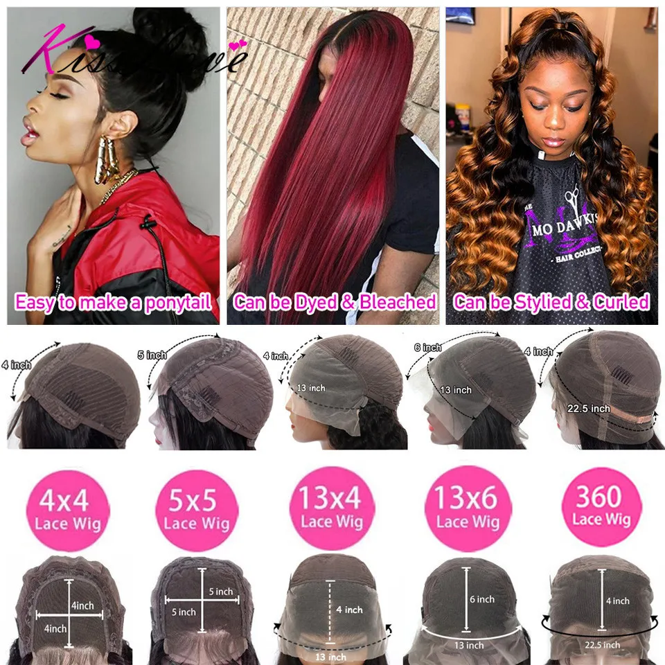 13x6/13x4 HD Lace Front Human Hair Wigs Brazilian Glueless 360 Frontal Wig Straight 4x4/5x5/6x6 Lace Closure Wigs with Baby Hair