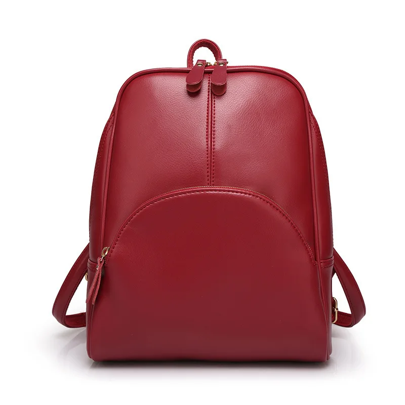 

2019 Fashion New Style with Leather Backpack Simple Travel Backpack Solid Color Women's Casual College Big Bag