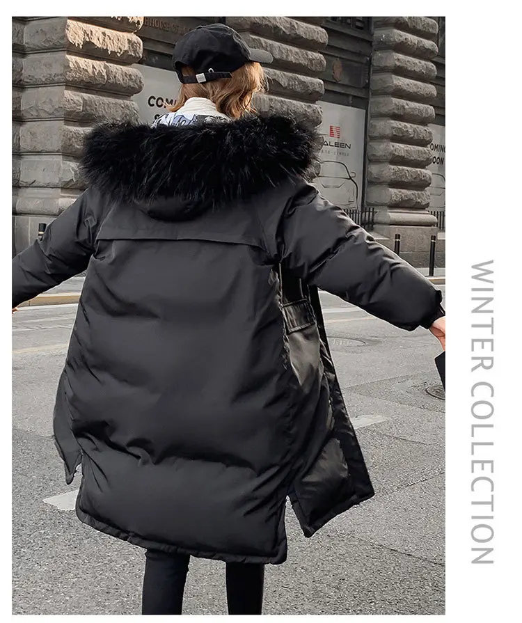 Стиль, хлопковая стеганая одежда, Женская длинная куртка выше колена в Корейском стиле, Двусторонняя куртка с хлопковой подкладкой, Свободное пальто, Doub
