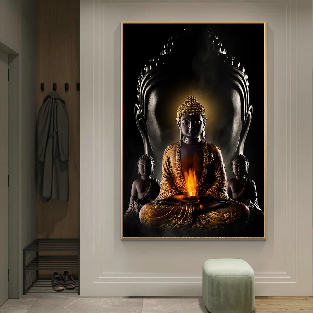 Abstract Gold Buddha Wall Art Canvas Paintings Modern Buddha Canvas Art