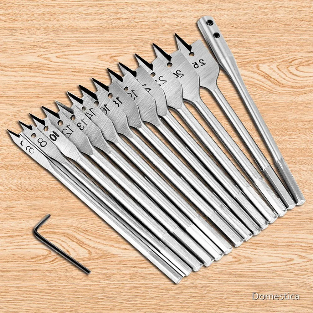 

15pcs Woodworking Drill Set 6-25MM Flat Drill High-carbon Steel Wood Flat Spade Drill Bits Durable Home Woodworking Tool Sets