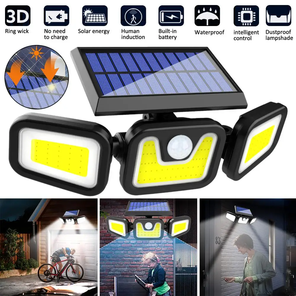 

Solar Lamp PIR Motion Sensor 3 Modes Outdoor Solar Garden Light Three-Sided Waterproof Energy Saving Wall Yard Lamps Support CSV