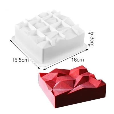 1 шт. DIY Форма для торта пищевая неравномерность Геометрическая большая силиконовая 3D форма для выпечки силиконовые формы квадратные формы для выпечки Инструменты - Цвет: B