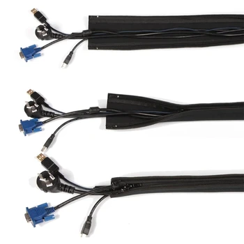 

DIY Cable Management Sleeve Zipper Wrap Wire Hider Cover Organizer Black Covert Hide Wire Manage